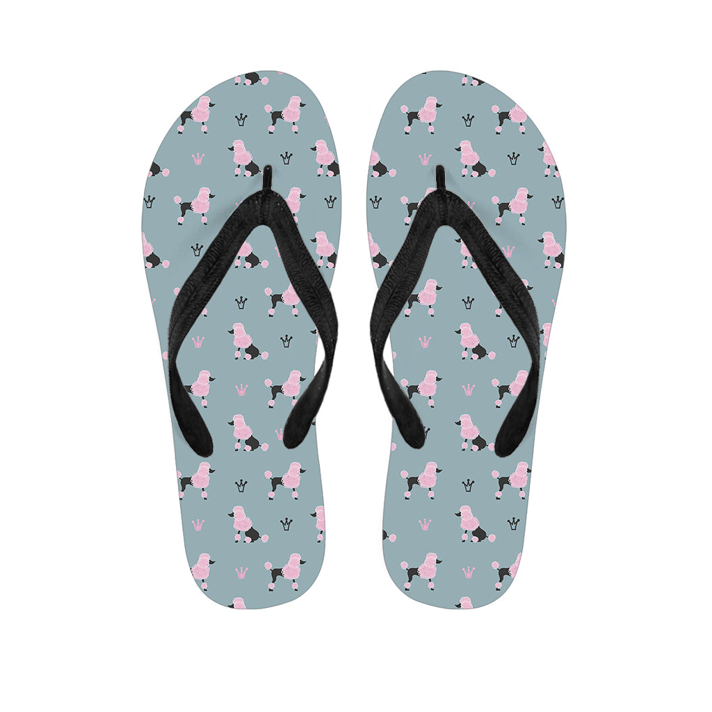 Poodle And Crown Pattern Print Flip Flops