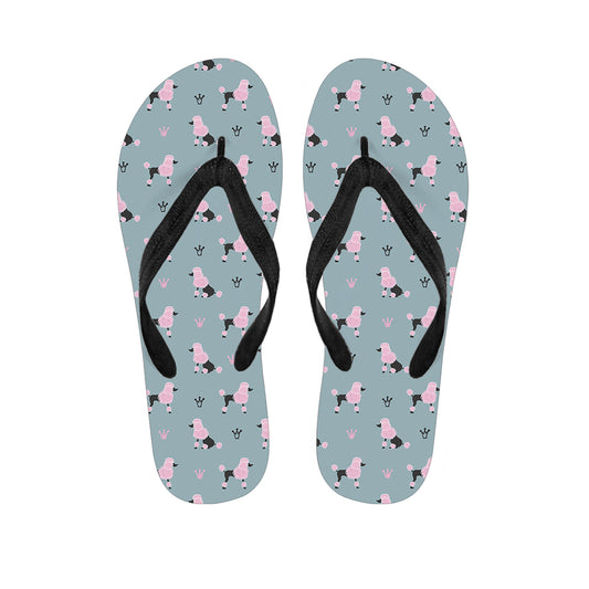 Poodle And Crown Pattern Print Flip Flops