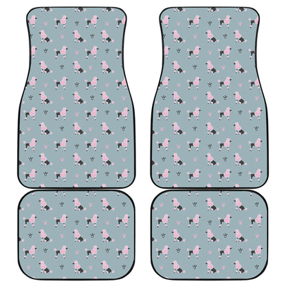Poodle And Crown Pattern Print Front and Back Car Floor Mats