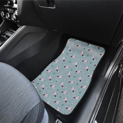 Poodle And Crown Pattern Print Front and Back Car Floor Mats