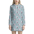 Poodle And Crown Pattern Print Pullover Hoodie Dress