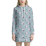 Poodle And Crown Pattern Print Hoodie Dress