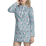 Poodle And Crown Pattern Print Hoodie Dress