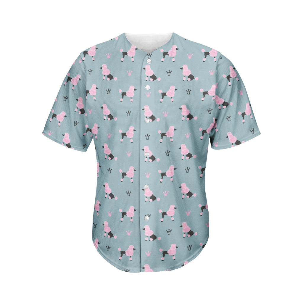 Poodle And Crown Pattern Print Men's Baseball Jersey