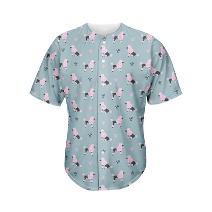 Poodle And Crown Pattern Print Men's Baseball Jersey
