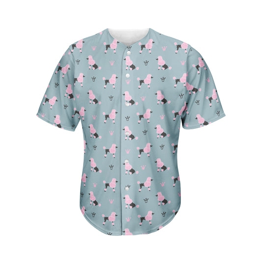 Poodle And Crown Pattern Print Men's Baseball Jersey