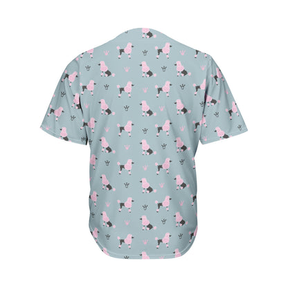 Poodle And Crown Pattern Print Men's Baseball Jersey