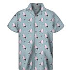 Poodle And Crown Pattern Print Men's Short Sleeve Shirt