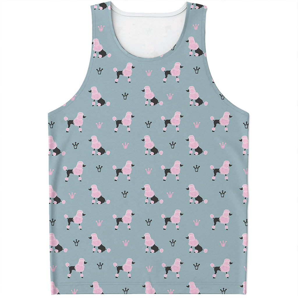 Poodle And Crown Pattern Print Men's Tank Top