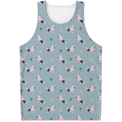 Poodle And Crown Pattern Print Men's Tank Top
