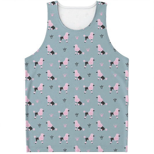 Poodle And Crown Pattern Print Men's Tank Top