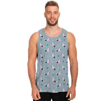 Poodle And Crown Pattern Print Men's Tank Top