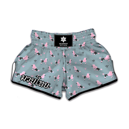 Poodle And Crown Pattern Print Muay Thai Boxing Shorts