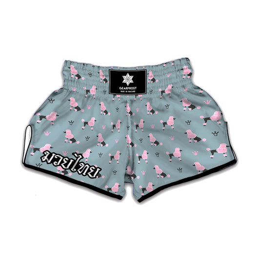 Poodle And Crown Pattern Print Muay Thai Boxing Shorts