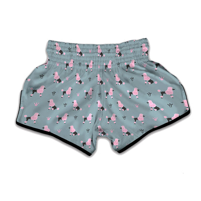 Poodle And Crown Pattern Print Muay Thai Boxing Shorts
