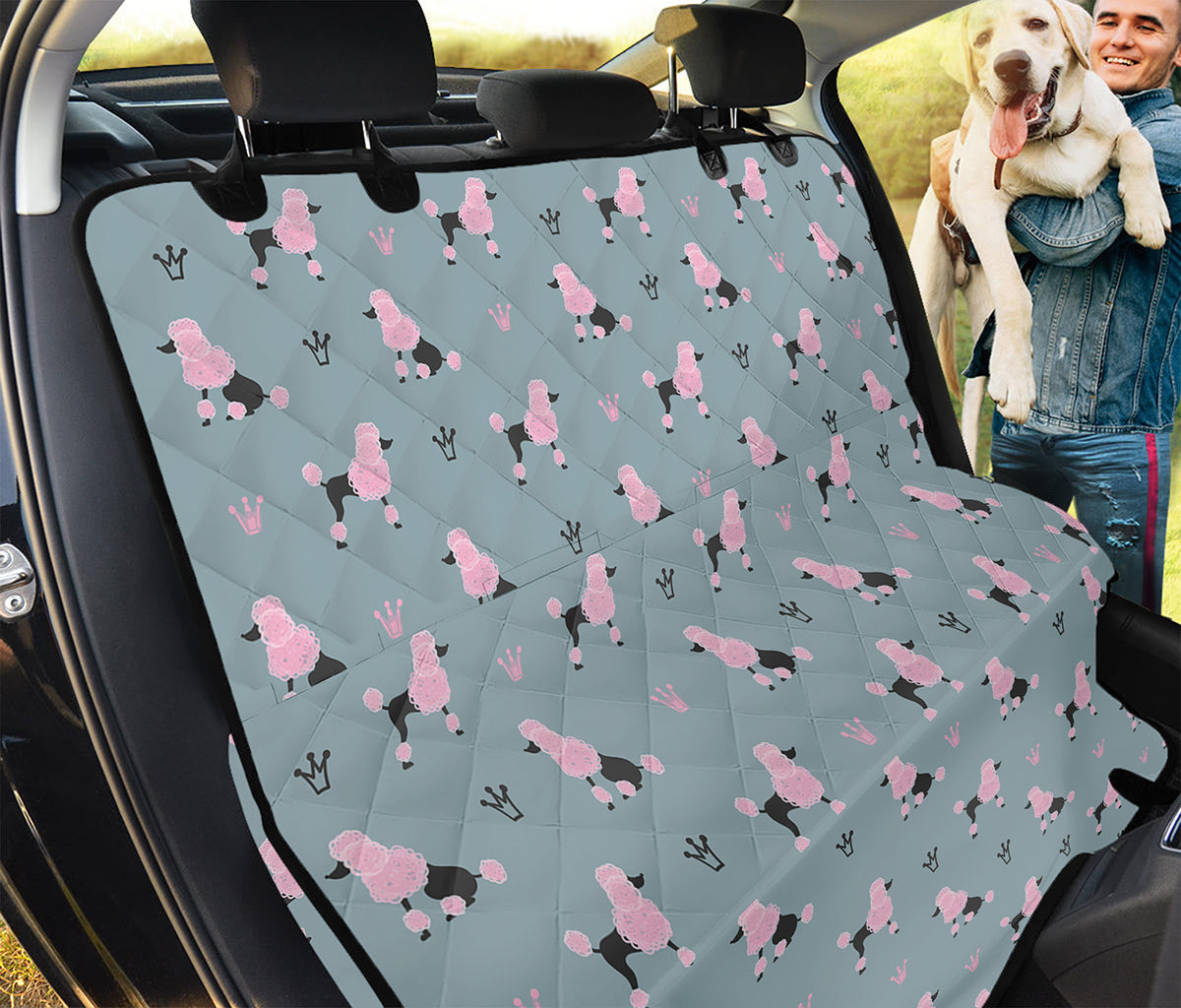 Poodle And Crown Pattern Print Pet Car Back Seat Cover