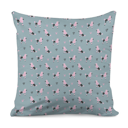 Poodle And Crown Pattern Print Pillow Cover
