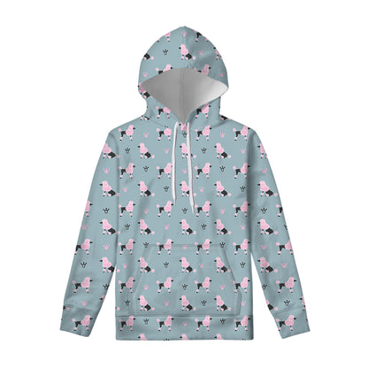 Poodle And Crown Pattern Print Pullover Hoodie