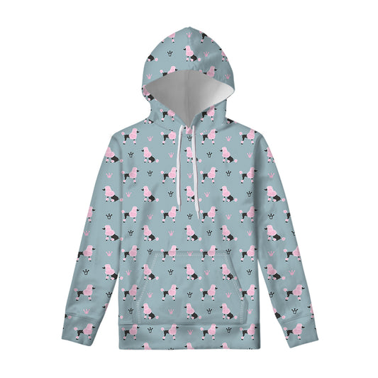 Poodle And Crown Pattern Print Pullover Hoodie