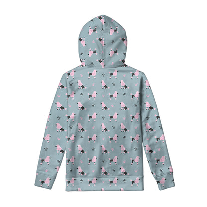 Poodle And Crown Pattern Print Pullover Hoodie