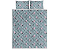 Poodle And Crown Pattern Print Quilt Bed Set
