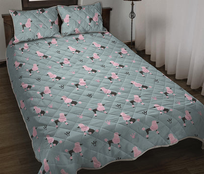 Poodle And Crown Pattern Print Quilt Bed Set