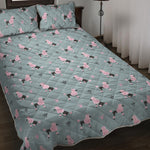 Poodle And Crown Pattern Print Quilt Bed Set