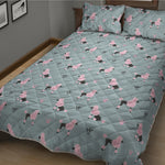 Poodle And Crown Pattern Print Quilt Bed Set
