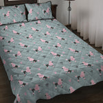 Poodle And Crown Pattern Print Quilt Bed Set