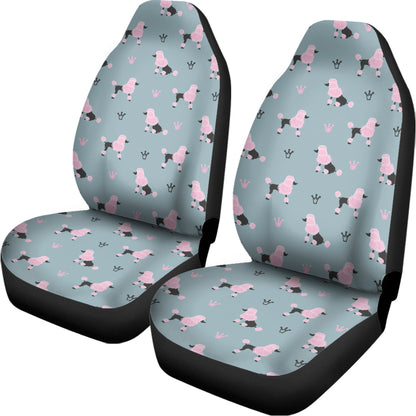 Poodle And Crown Pattern Print Universal Fit Car Seat Covers