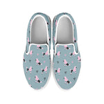 Poodle And Crown Pattern Print White Slip On Shoes