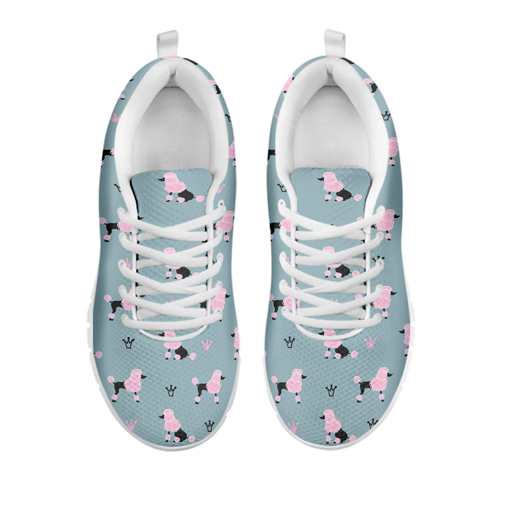 Poodle And Crown Pattern Print White Sneakers