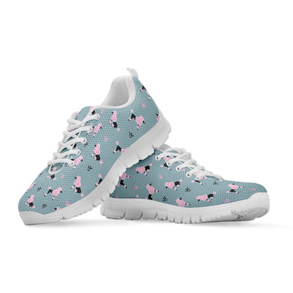 Poodle And Crown Pattern Print White Sneakers