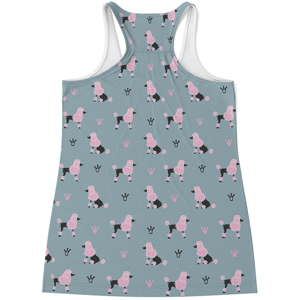Poodle And Crown Pattern Print Women's Racerback Tank Top