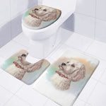 Poodle Portrait Print 3 Piece Bath Mat Set