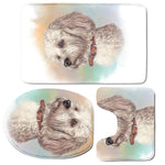 Poodle Portrait Print 3 Piece Bath Mat Set