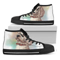 Poodle Portrait Print Black High Top Sneakers