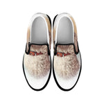 Poodle Portrait Print Black Slip On Shoes