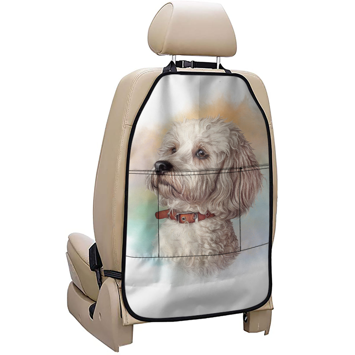 Poodle Portrait Print Car Seat Organizers