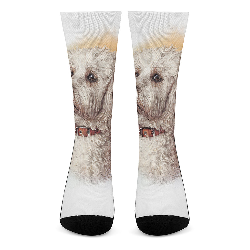 Poodle Portrait Print Crew Socks