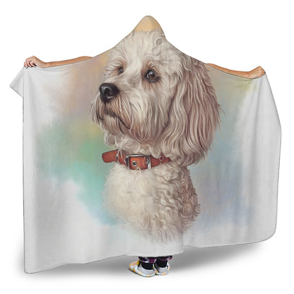 Poodle Portrait Print Hooded Blanket