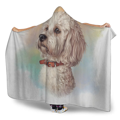 Poodle Portrait Print Hooded Blanket