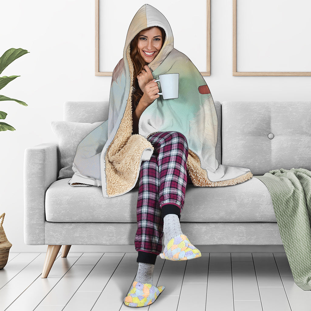 Poodle Portrait Print Hooded Blanket