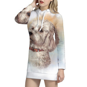 Poodle Portrait Print Pullover Hoodie Dress