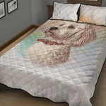 Poodle Portrait Print Quilt Bed Set