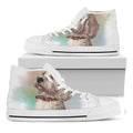 Poodle Portrait Print White High Top Sneakers