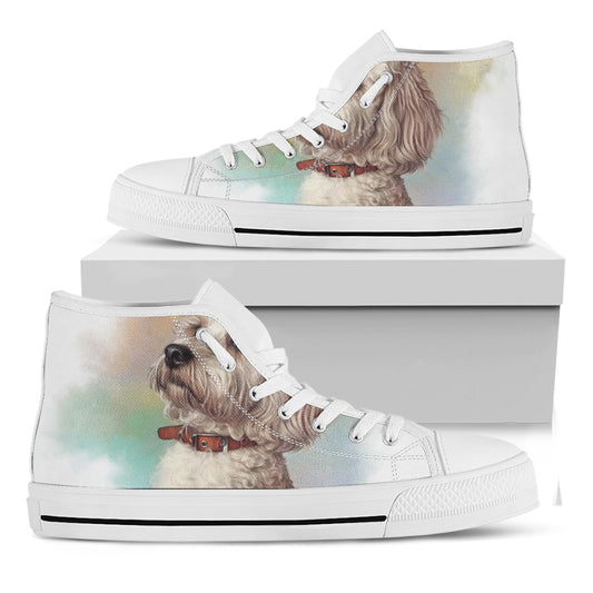 Poodle Portrait Print White High Top Shoes