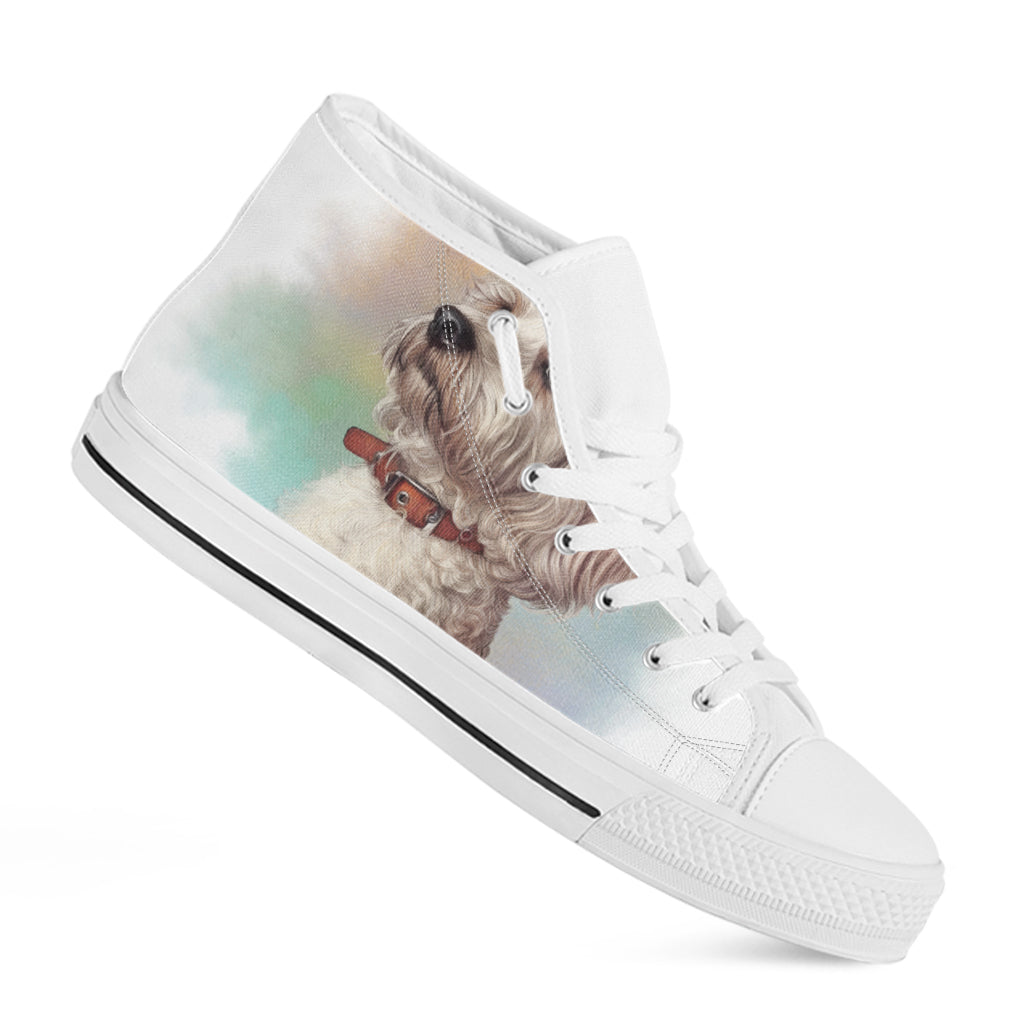 Poodle Portrait Print White High Top Shoes