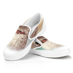 Poodle Portrait Print White Slip On Shoes