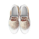 Poodle Portrait Print White Slip On Shoes